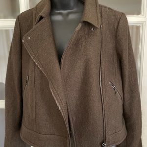 Ann Taylor Boiled Wool Blend Moto Jacket   green